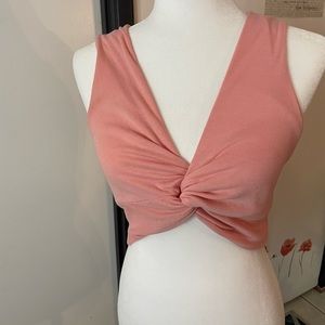 Pink peachish chris cross tank crop top